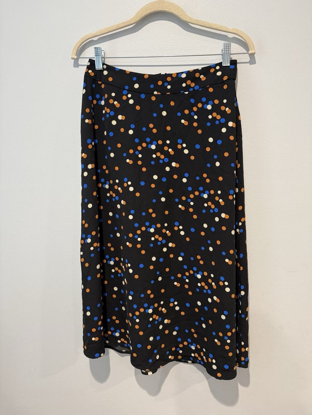 Women's Juniors Forever 21 Black Polka Dot Flowy Maxi Skirt Boho Indie Medium